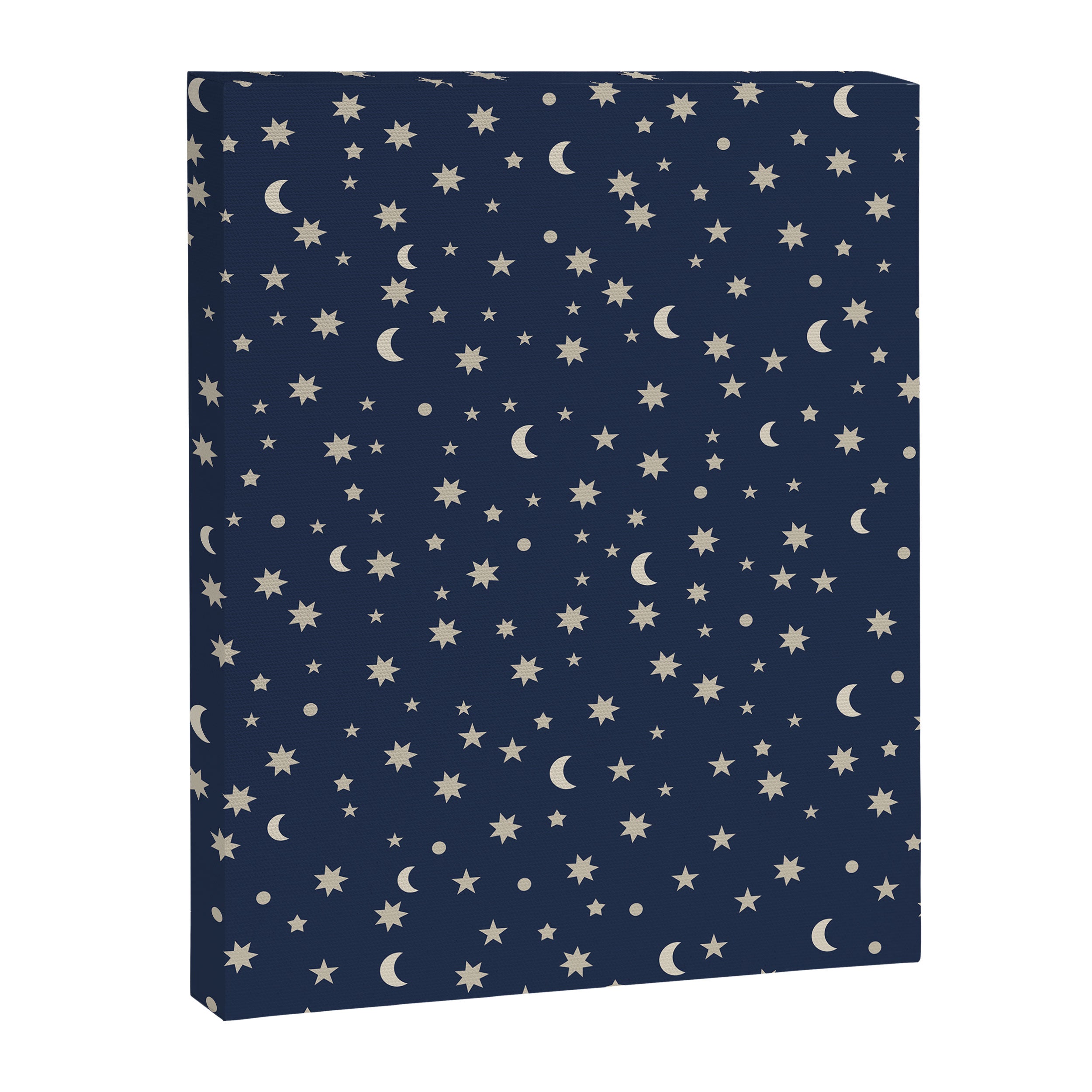Moon Stars Pattern - Dark Blue Canvas Print Gallery Image 6