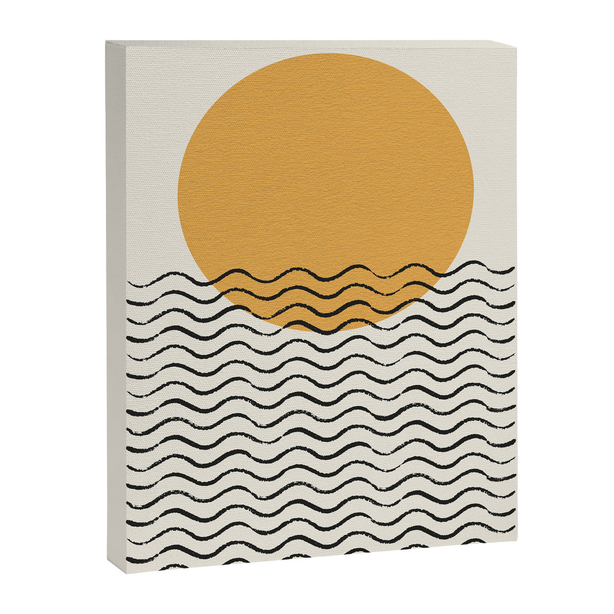 Ocean wave gold sunrise - mid century style Canvas Print Gallery Image 6