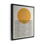 Ocean wave gold sunrise - mid century style Framed Canvas Print Gallery Image 2