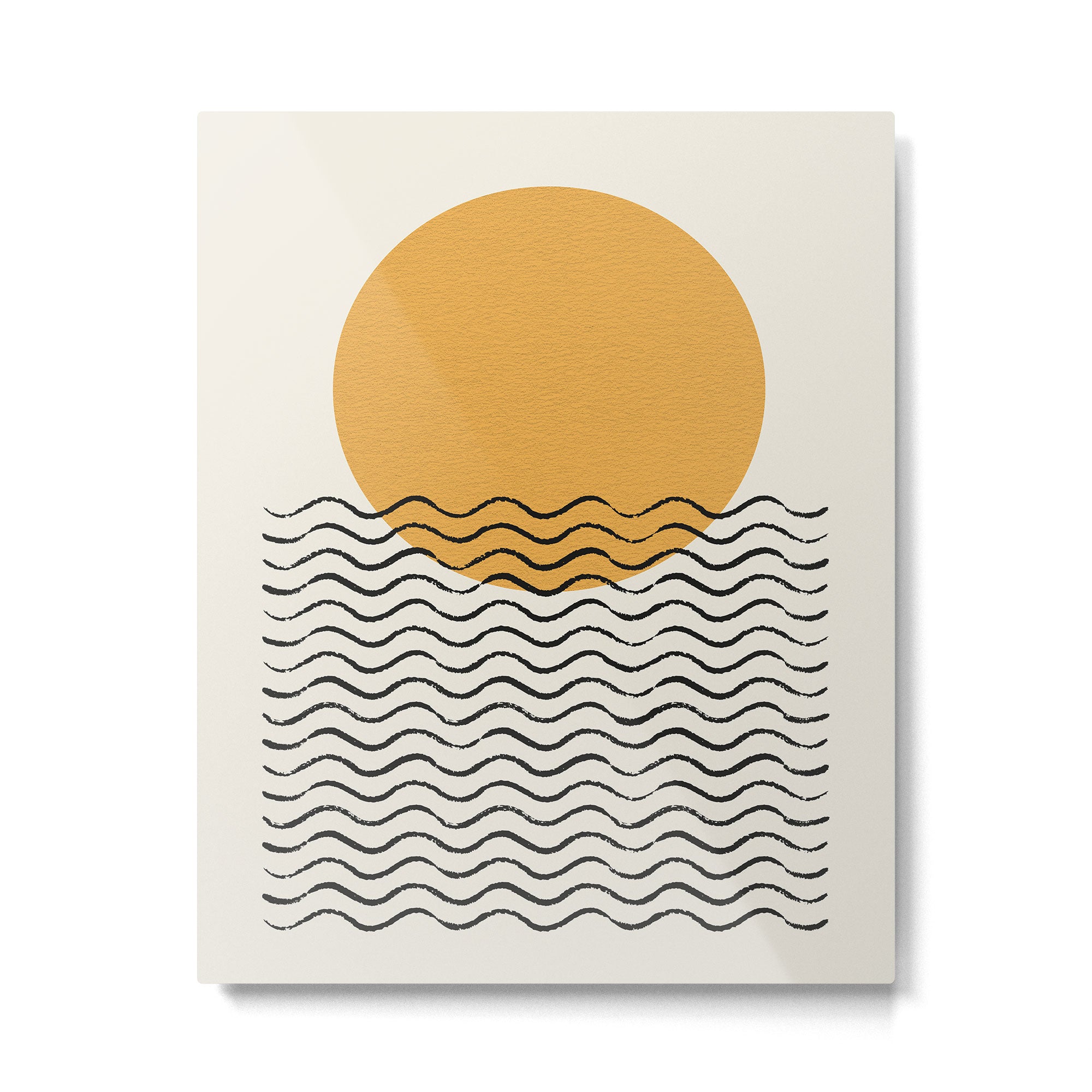 Ocean wave gold sunrise - mid century style Metal Print Gallery Image 4
