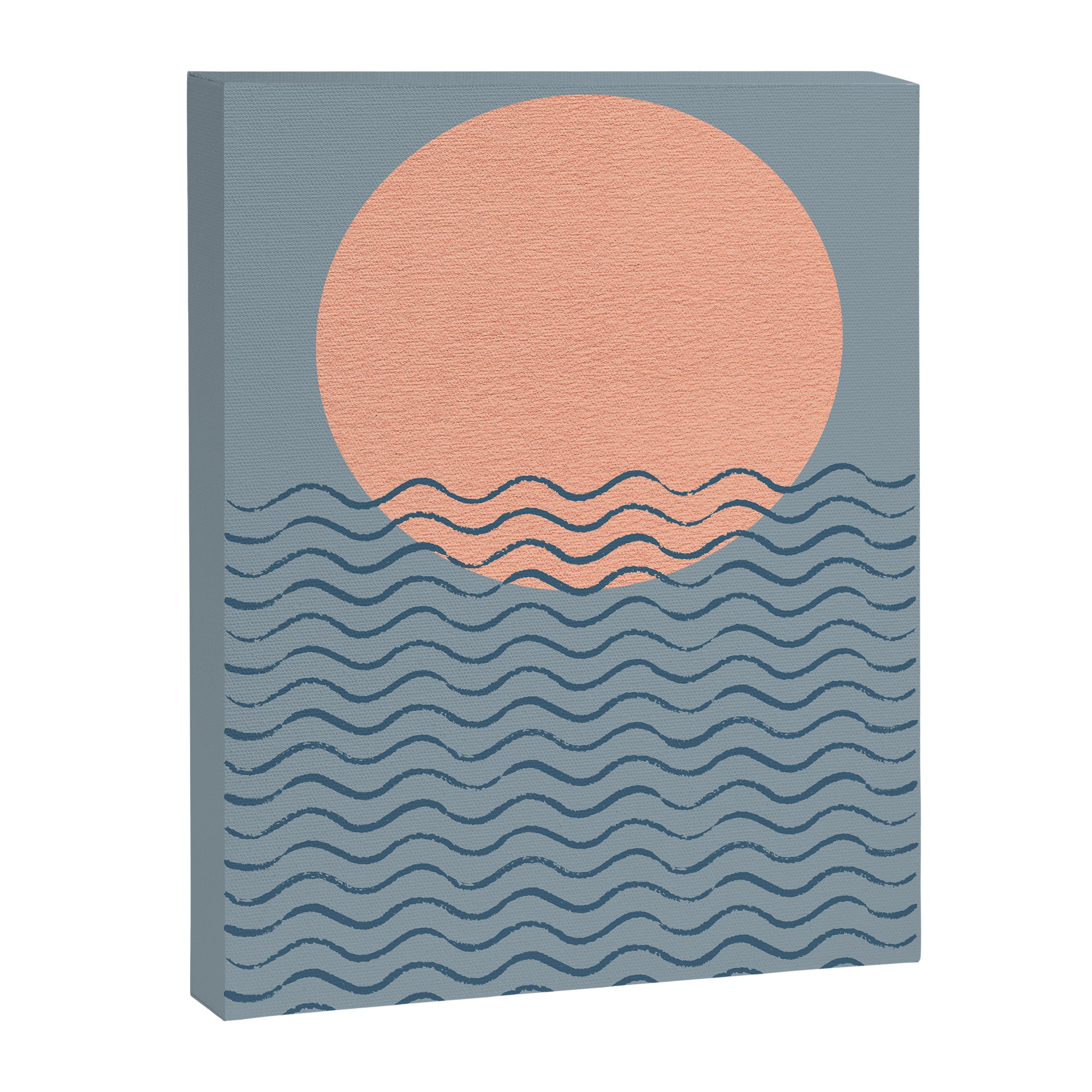 Ocean Wave Sun Blue - Mid Century Modern Canvas Print Gallery Image 6