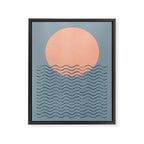 Ocean Wave Sun Blue - Mid Century Modern Framed Canvas Print Gallery Image 6