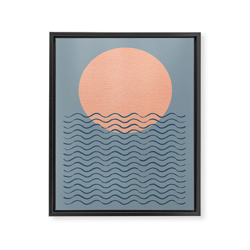Ocean Wave Sun Blue - Mid Century Modern Framed Canvas Print Gallery Image 6