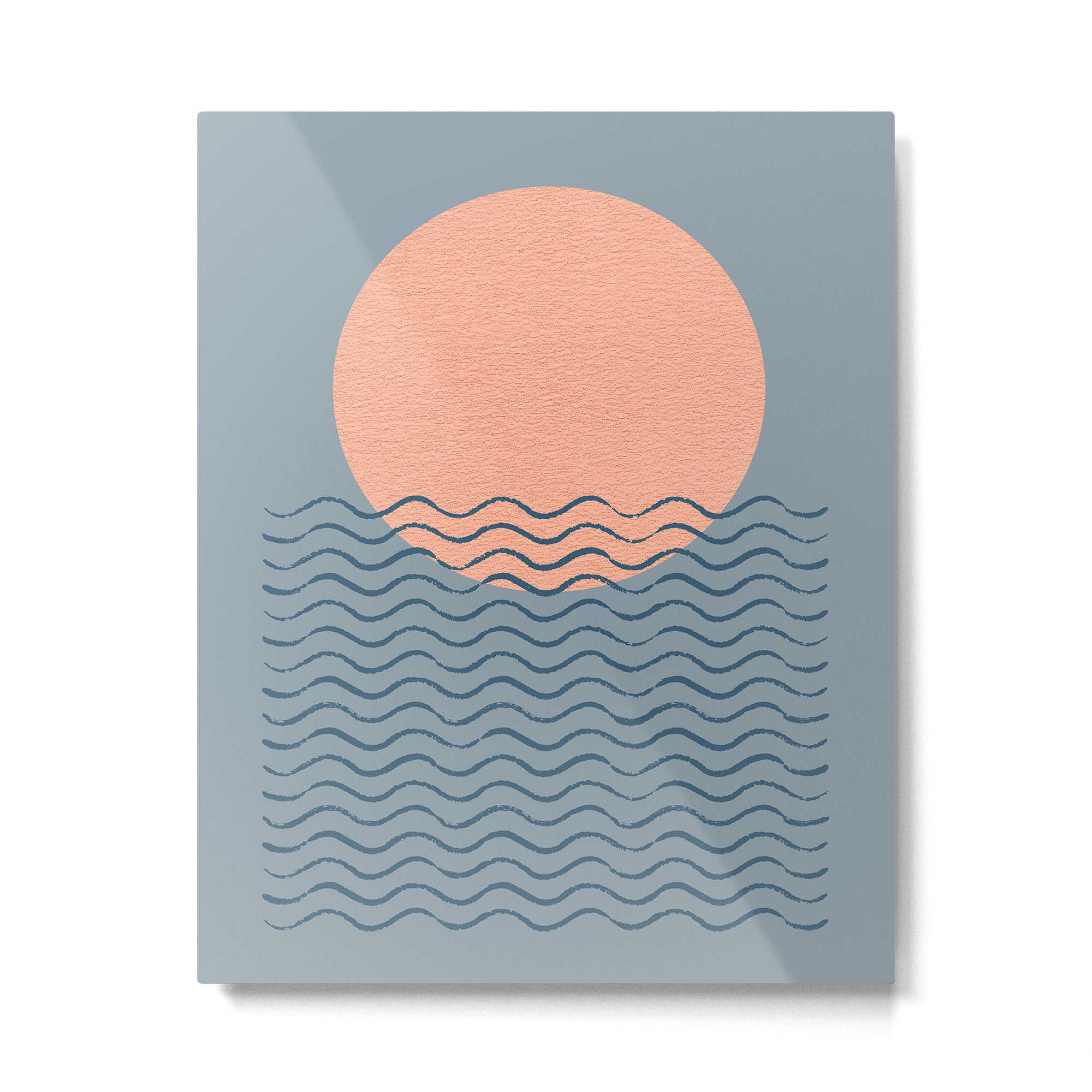 Ocean Wave Sun Blue - Mid Century Modern Metal Print Gallery Image 4