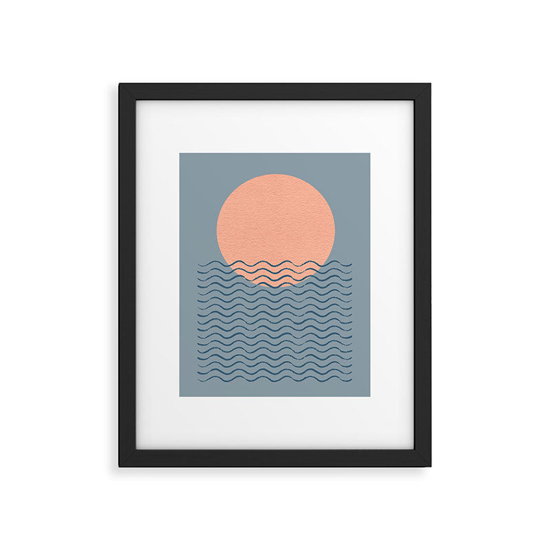 Ocean Wave Sun Blue - Mid Century Modern Framed Art Print Gallery Image 4