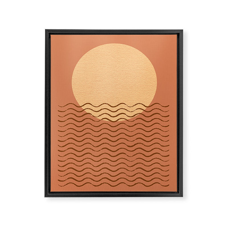 Ocean Wave Terracotta - Mid century modern Framed Canvas Print Gallery Image 6