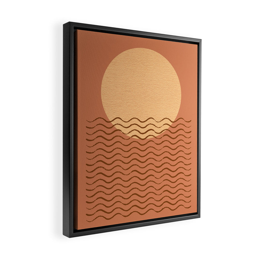 Ocean Wave Terracotta - Mid century modern Framed Canvas Print Gallery Image 2