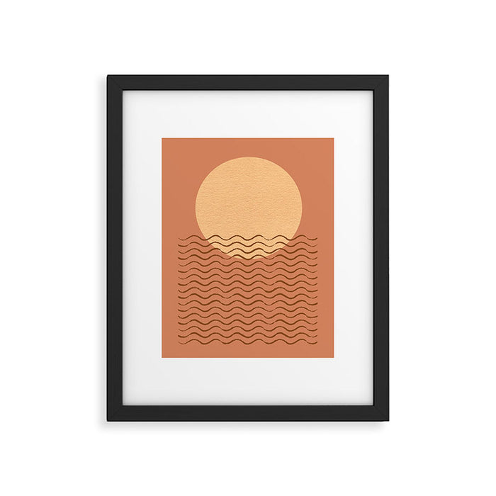 Ocean Wave Terracotta - Mid century modern Framed Art Print Gallery Image 1
