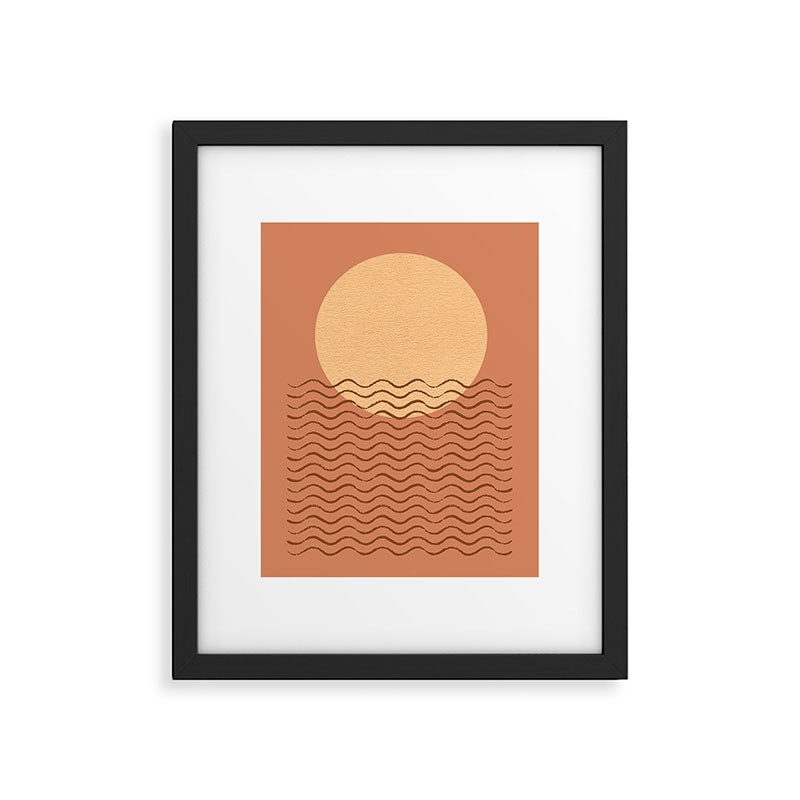 Ocean Wave Terracotta - Mid century modern Framed Art Print Gallery Image 5