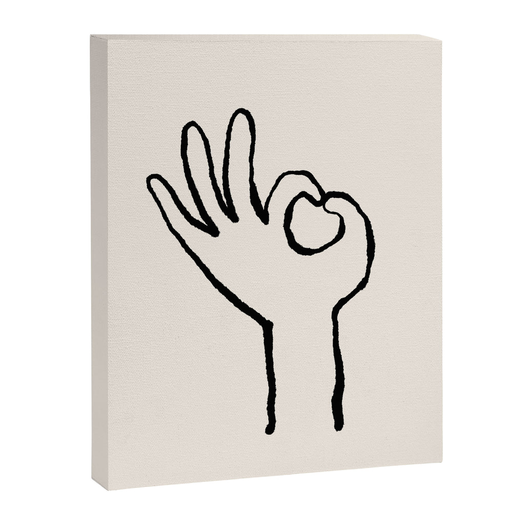 OK sign hand black and white hand drawing Canvas Print Gallery Image 8