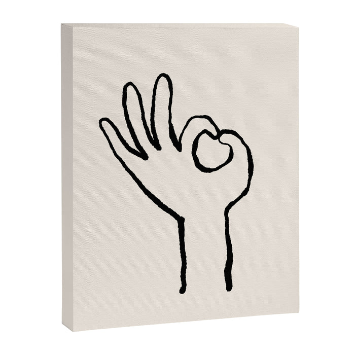 OK sign hand black and white hand drawing Canvas Print Gallery Image 1