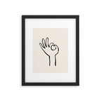 OK sign hand black and white hand drawing Framed Art Print Gallery Image 6