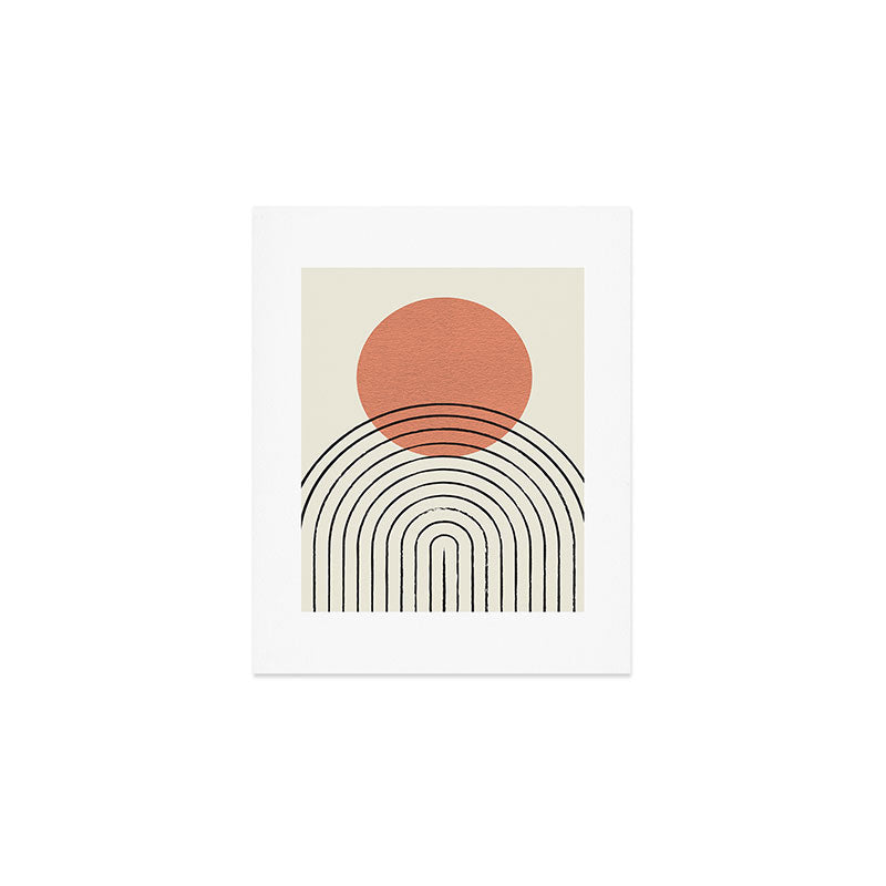 Orange Sun Mid-Century Full Art Print Gallery Image 1