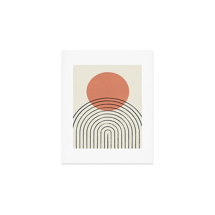 Orange Sun Mid-Century Full Art Print Gallery Image 1