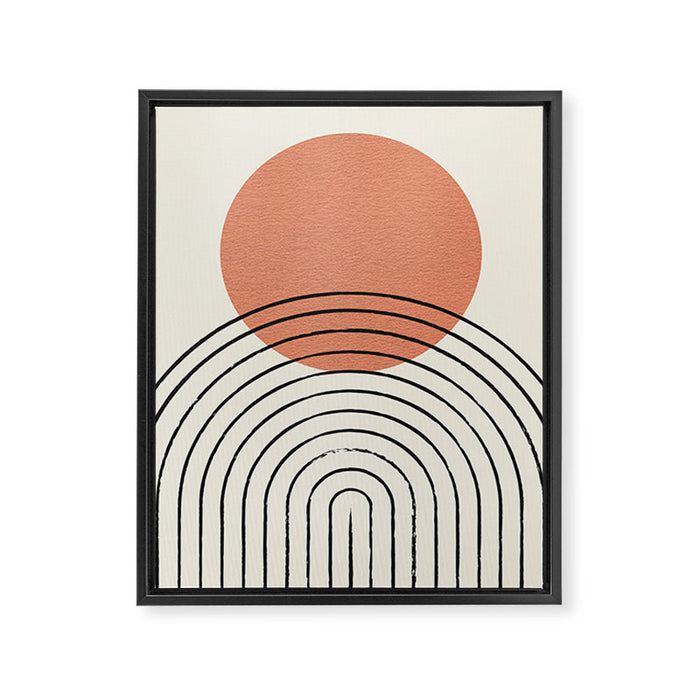 Orange Sun Mid-Century Full Framed Canvas Print Gallery Image 1