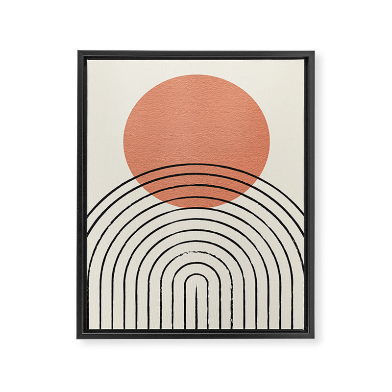 Orange Sun Mid-Century Full Framed Canvas Print Gallery Image 6