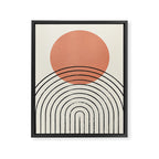 Orange Sun Mid-Century Full Framed Canvas Print Gallery Image 6