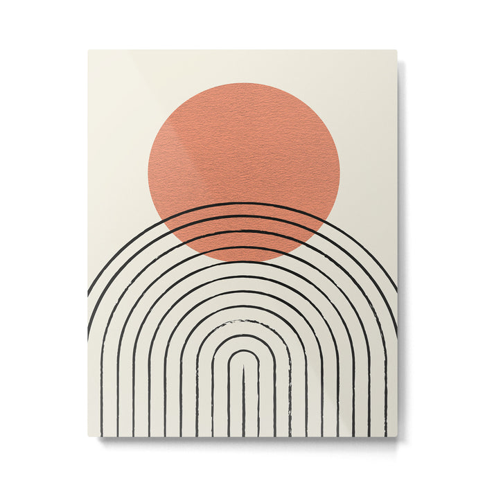 Orange Sun Mid-Century Full Metal Print Gallery Image 1