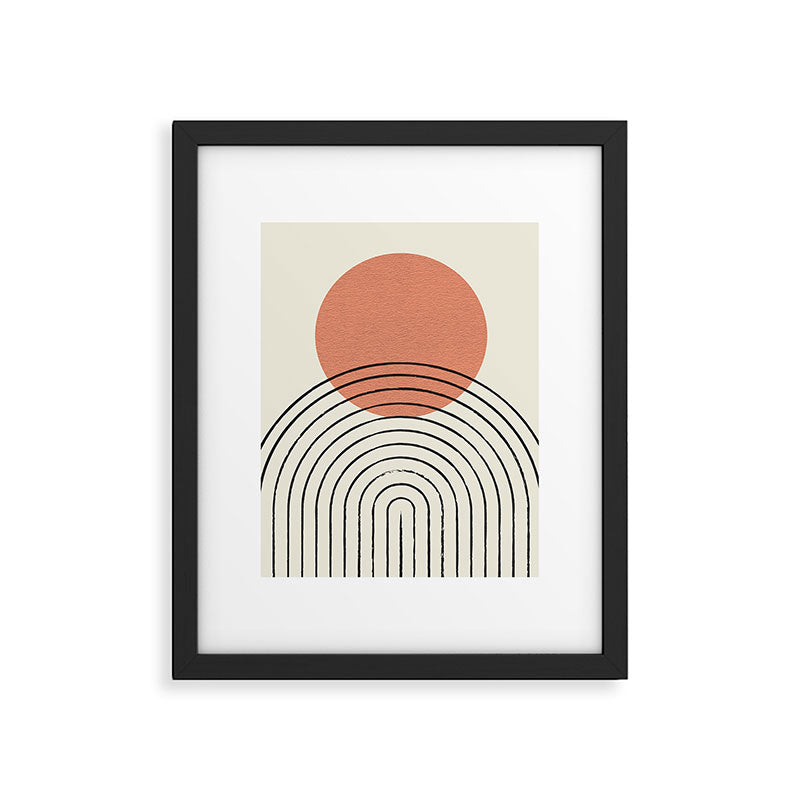Orange Sun Mid-Century Full Framed Art Print Gallery Image 5