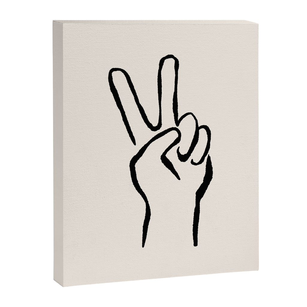 Peace Sign hand drawing black and white Canvas Print Gallery Image 8