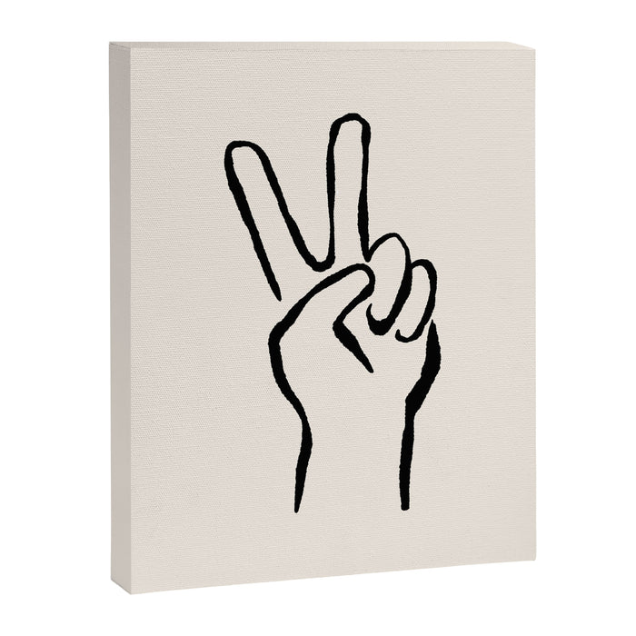 Peace Sign hand drawing black and white Canvas Print Gallery Image 1