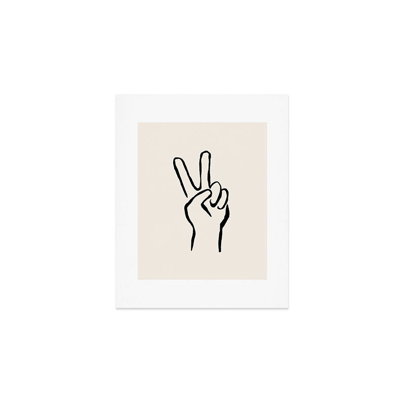 Peace Sign hand drawing black and white Art Print Gallery Image 1
