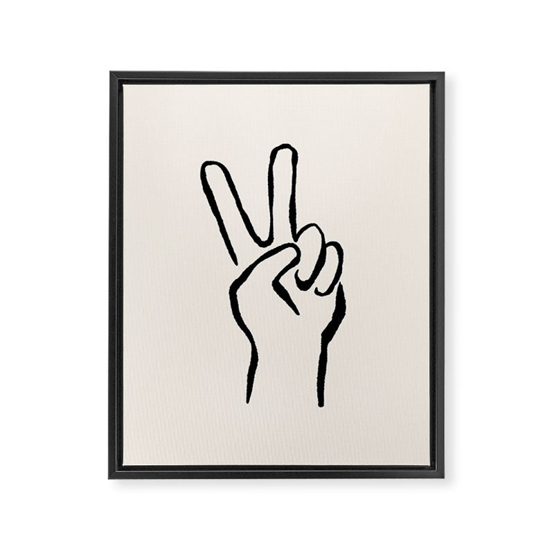 Peace Sign hand drawing black and white Framed Canvas Print Gallery Image 8