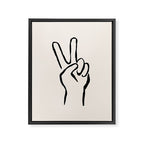 Peace Sign hand drawing black and white Framed Canvas Print Gallery Image 8