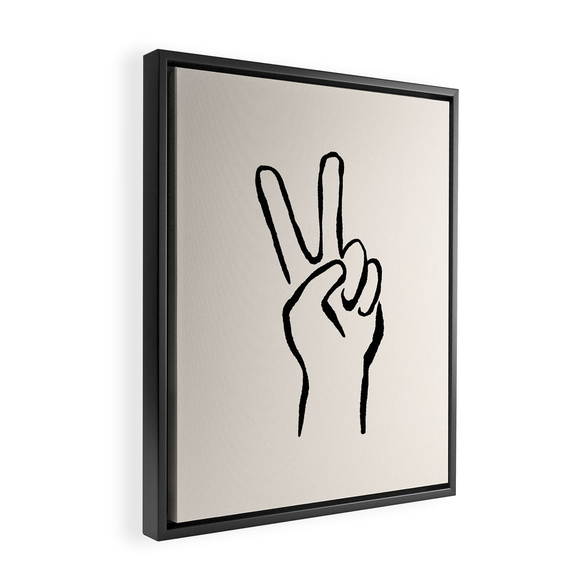 Peace Sign hand drawing black and white Framed Canvas Print Gallery Image 2