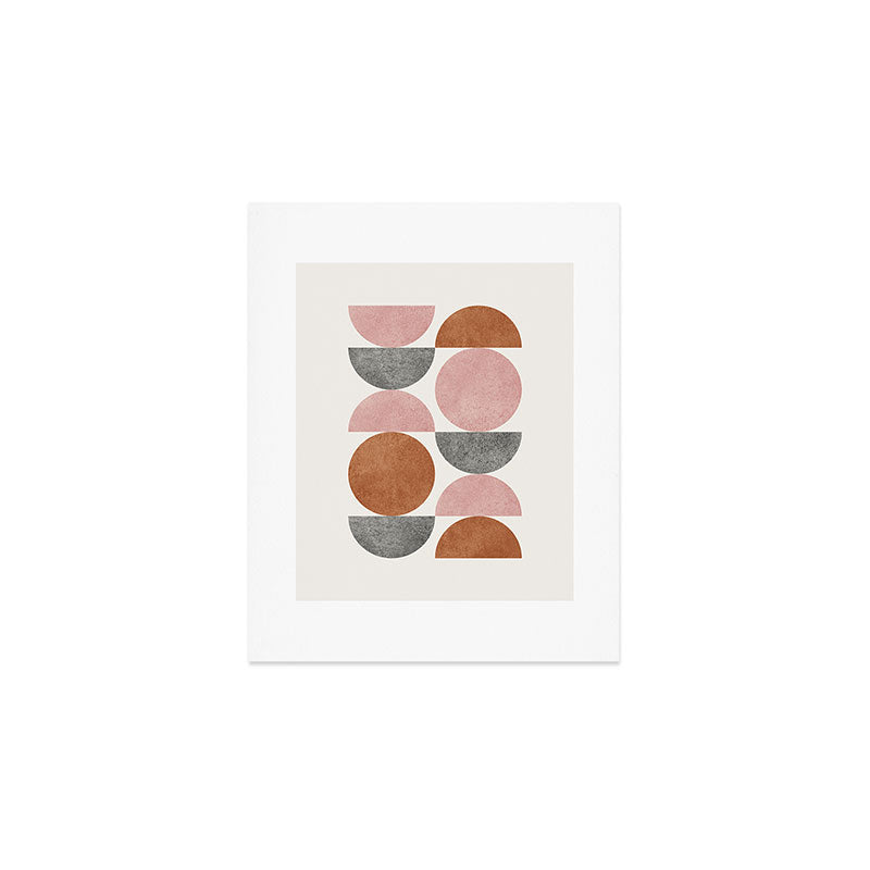 Pink brown retro scandinavian pattern Art Print Gallery Image 1