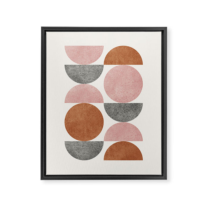 Pink brown retro scandinavian pattern Framed Canvas Print Gallery Image 1