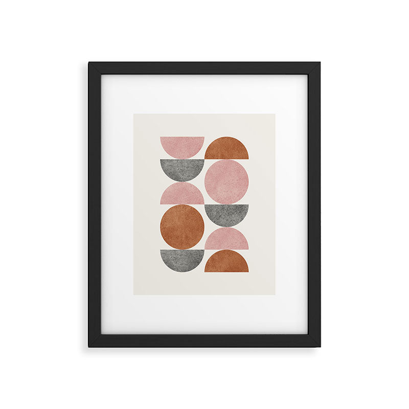 Pink brown retro scandinavian pattern Framed Art Print Gallery Image 4