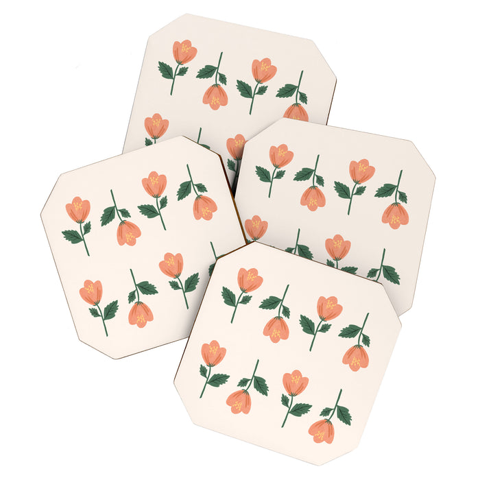Pink Peony Pattern Coaster Gallery Image 1