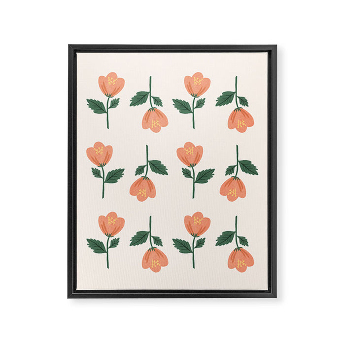 Pink Peony Pattern Framed Canvas Print Gallery Image 1