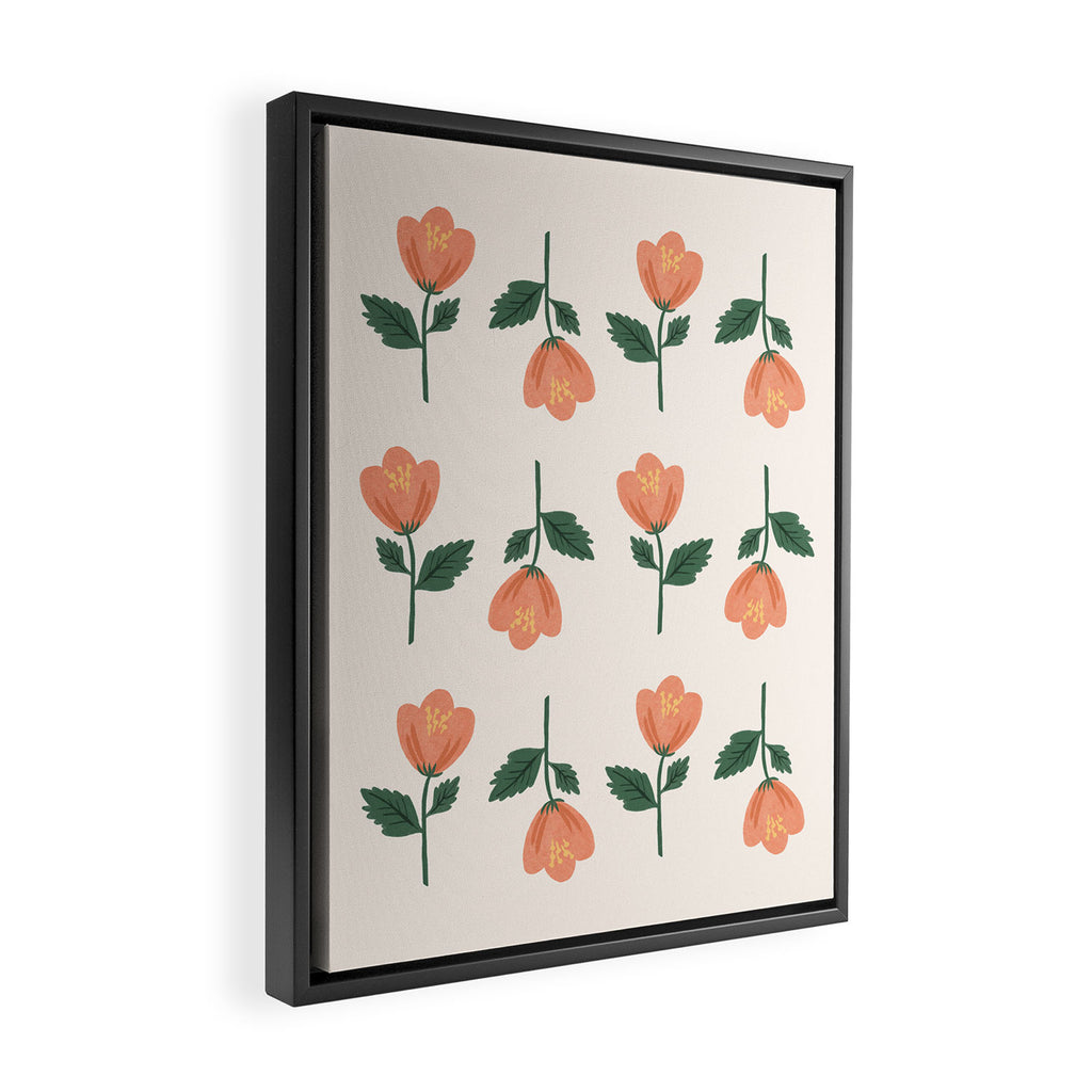 Pink Peony Pattern Framed Canvas Print Gallery Image 2