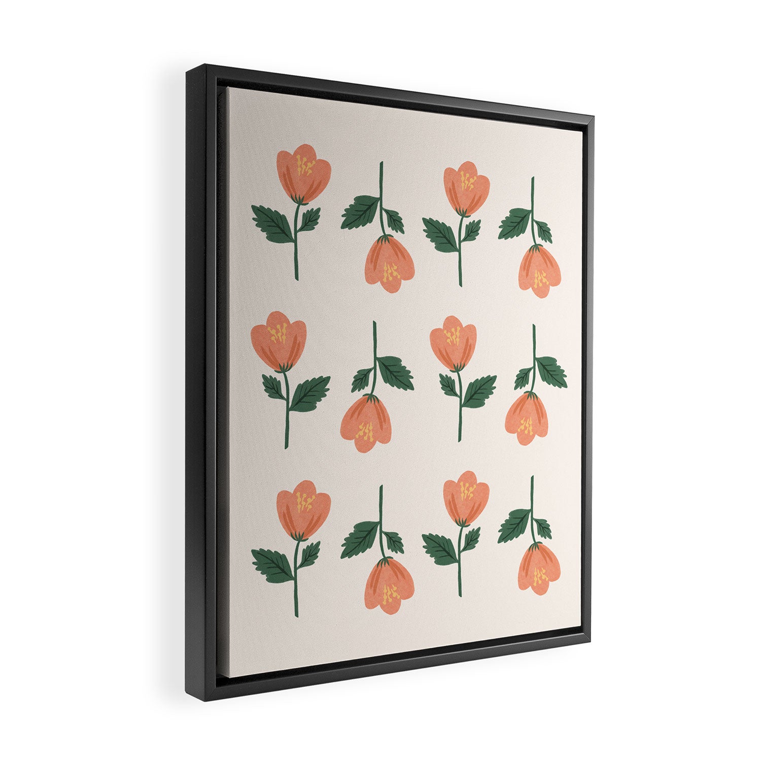 Pink Peony Pattern Framed Canvas Print Gallery Image 2