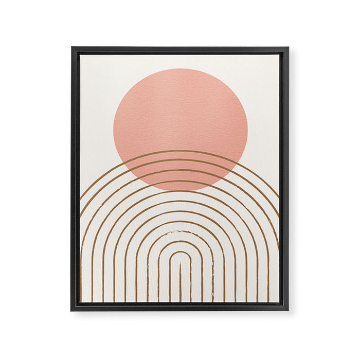 Pink Sun Mid-Century Full Framed Canvas Print Gallery Image 1