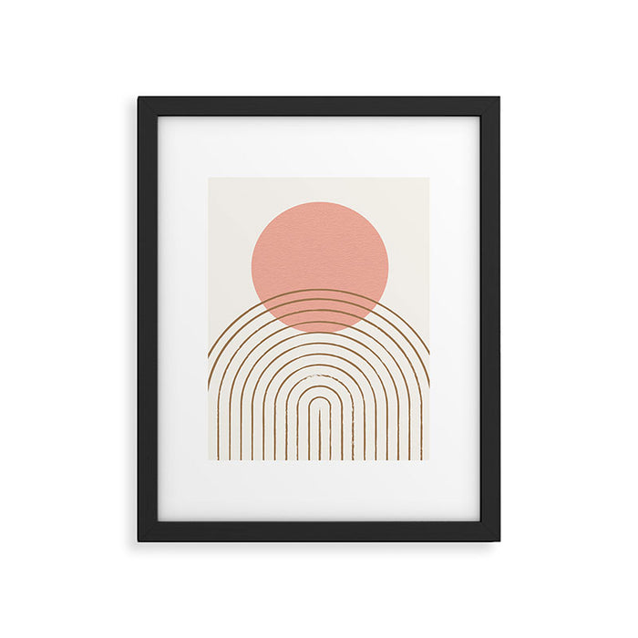 Pink Sun Mid-Century Full Framed Art Print Gallery Image 1