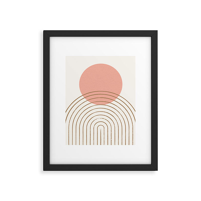 Pink Sun Mid-Century Full Framed Art Print Gallery Image 5