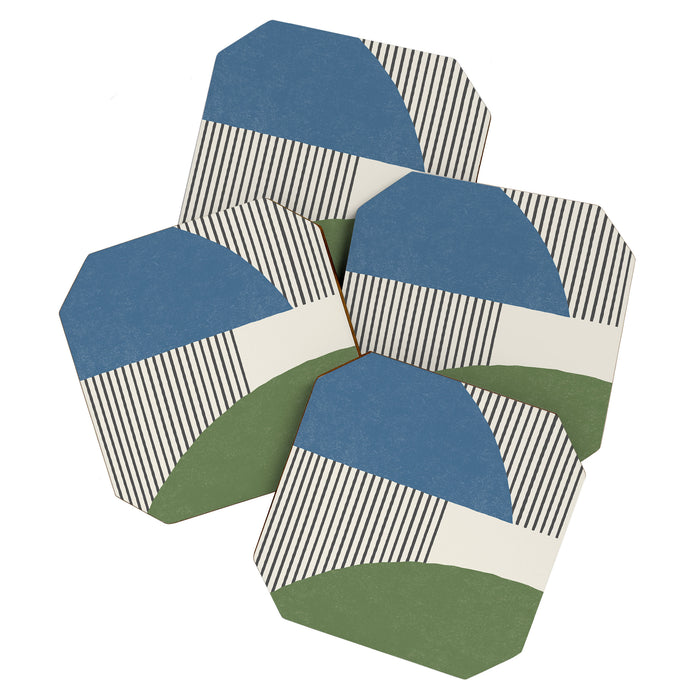 Quarter Circle Lines - Blue Green Coaster Gallery Image 1