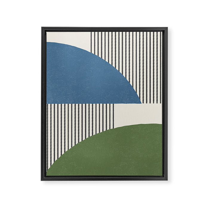 Quarter Circle Lines - Blue Green Framed Canvas Print Gallery Image 1