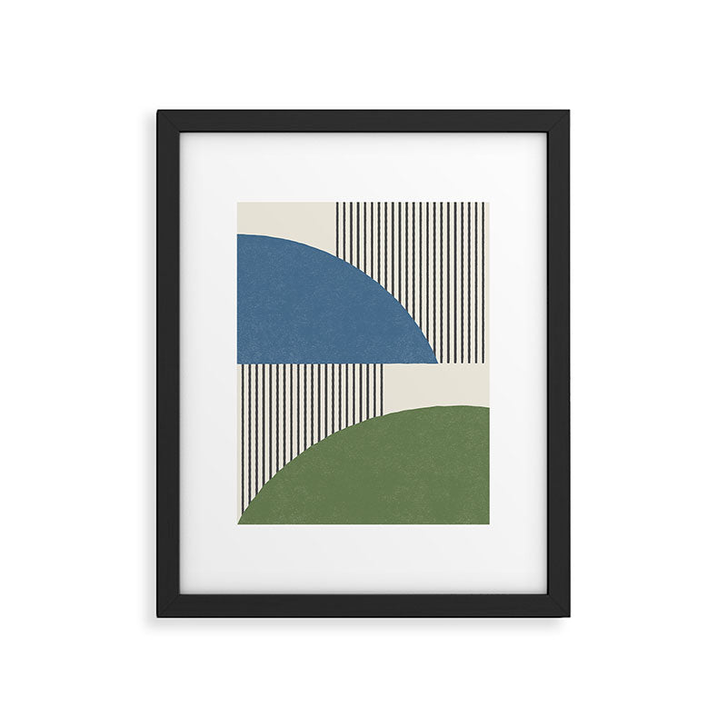 Quarter Circle Lines - Blue Green Framed Art Print Gallery Image 4