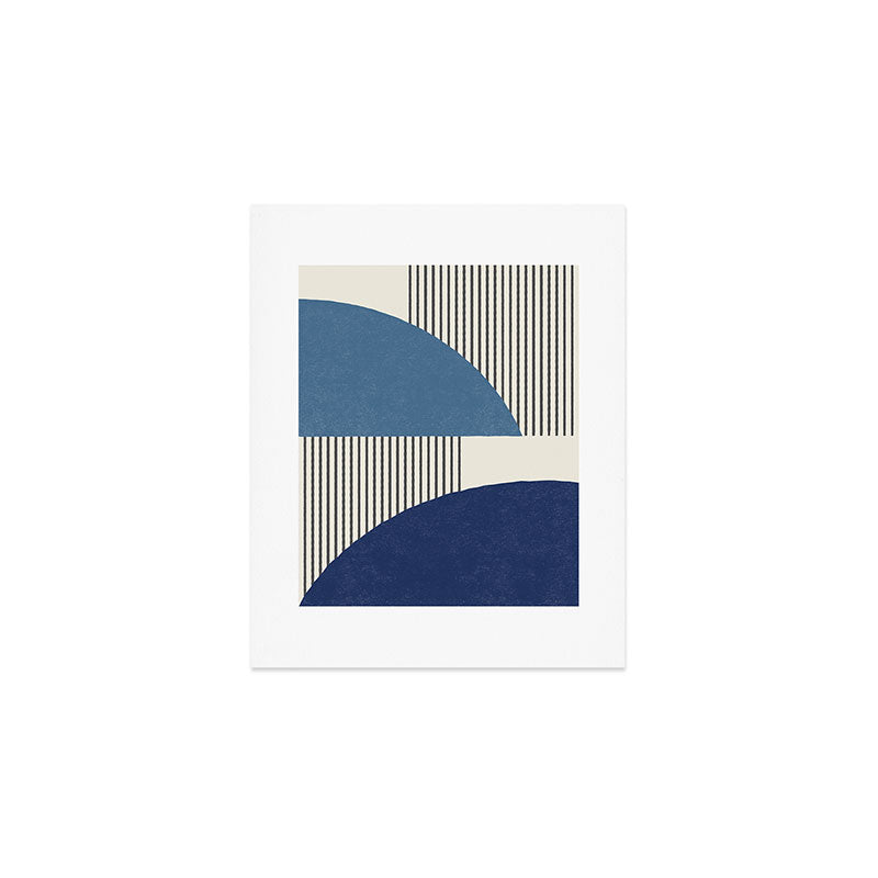 Quarter Circle Lines - Blue Navy  Art Print Gallery Image 1