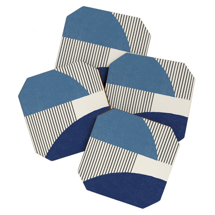 Quarter Circle Lines - Blue Navy  Coaster Gallery Image 1