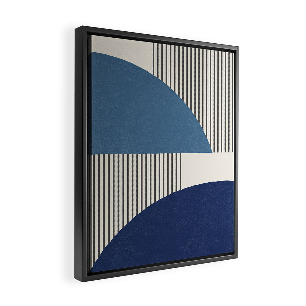 Quarter Circle Lines - Blue Navy  Framed Canvas Print Gallery Image 2