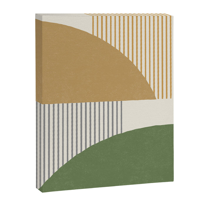 Quarter Circle Lines - Gold Green Canvas Print Gallery Image 1