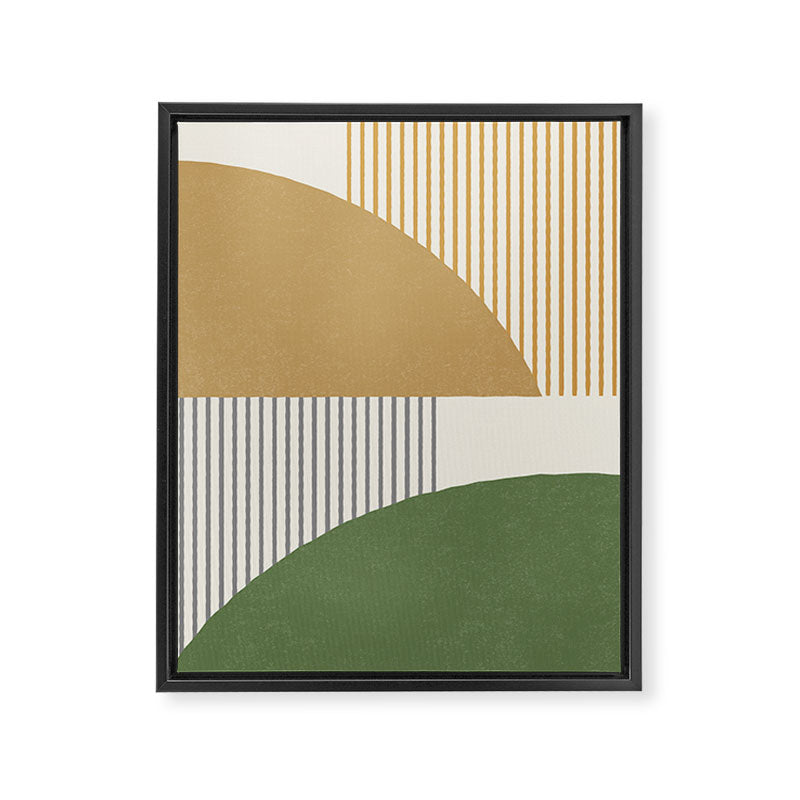 Quarter Circle Lines - Gold Green Framed Canvas Print Gallery Image 6