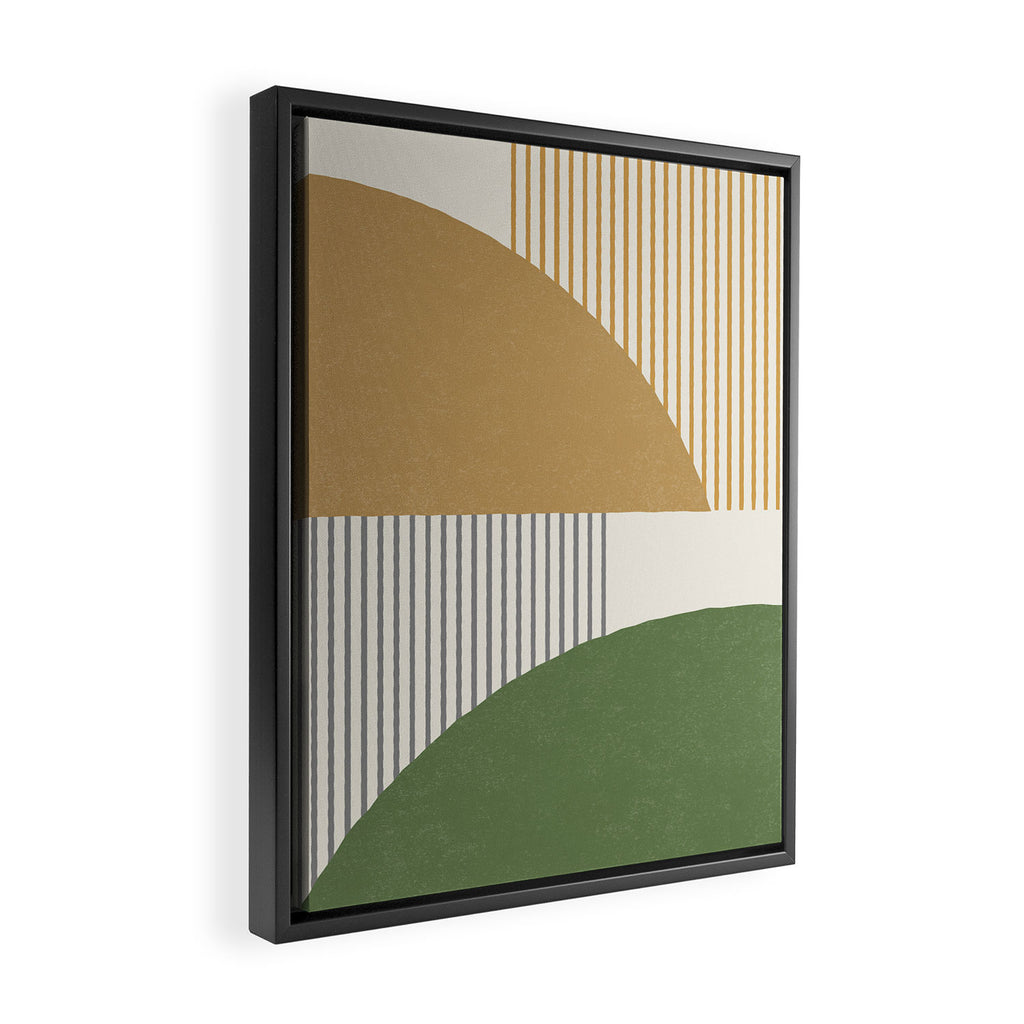 Quarter Circle Lines - Gold Green Framed Canvas Print Gallery Image 2