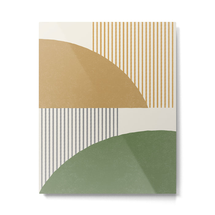 Quarter Circle Lines - Gold Green Metal Print Gallery Image 1