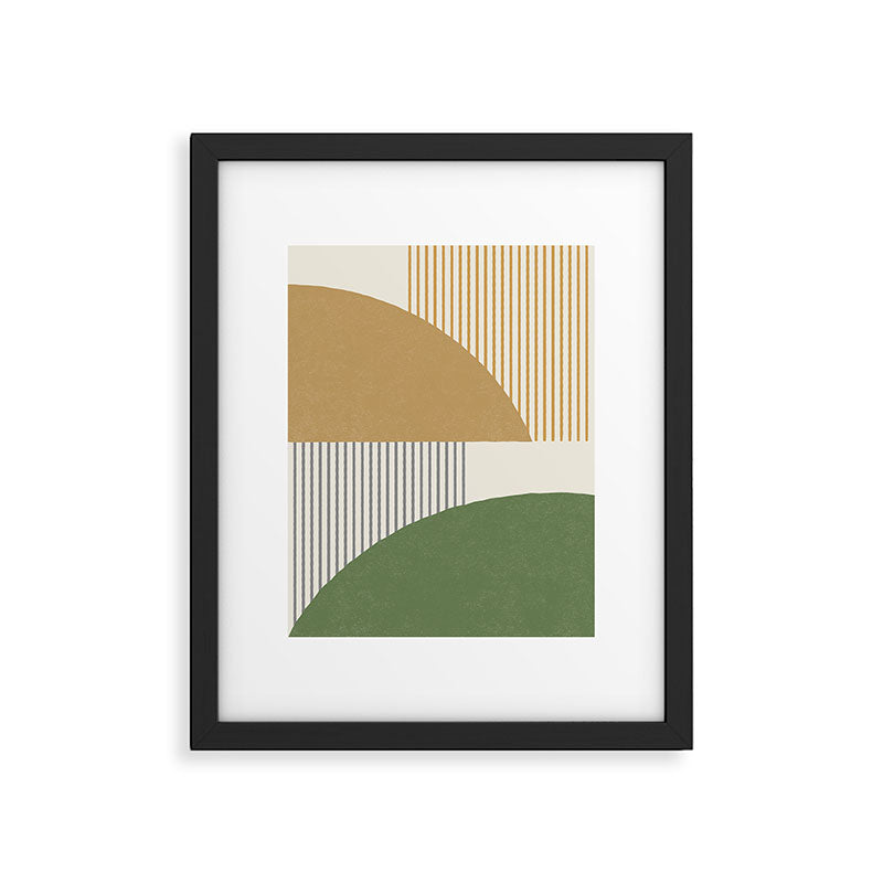 Quarter Circle Lines - Gold Green Framed Art Print Gallery Image 5